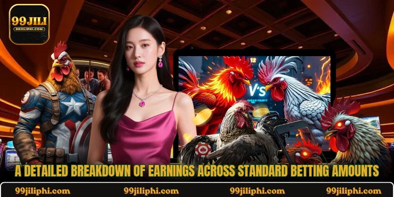 A detailed breakdown of earnings across standard betting amounts