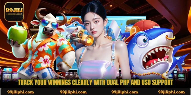 Track your winnings clearly with dual PHP and USD support